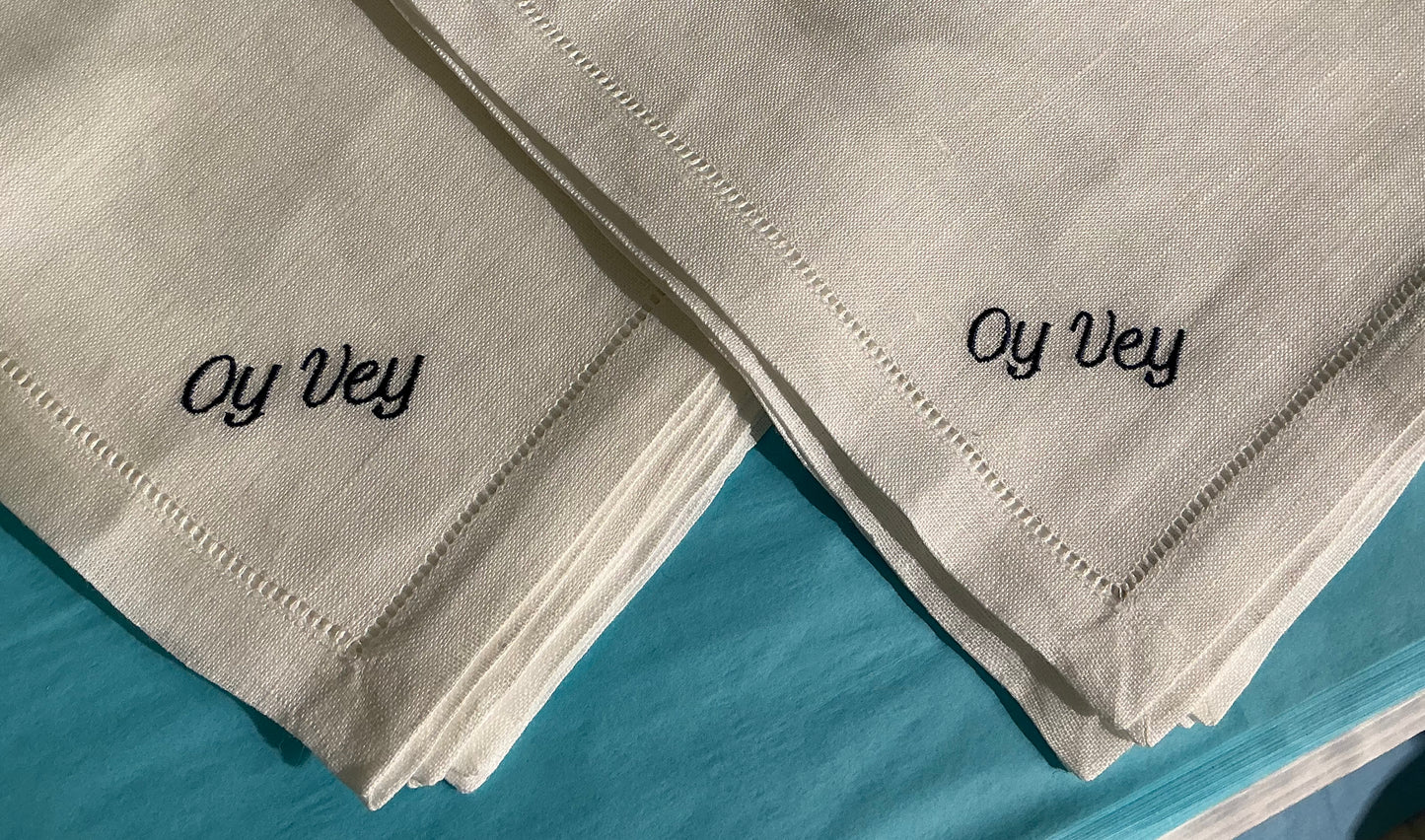 Oy Vey Linen Dinner Napkins – (Each Napkin)