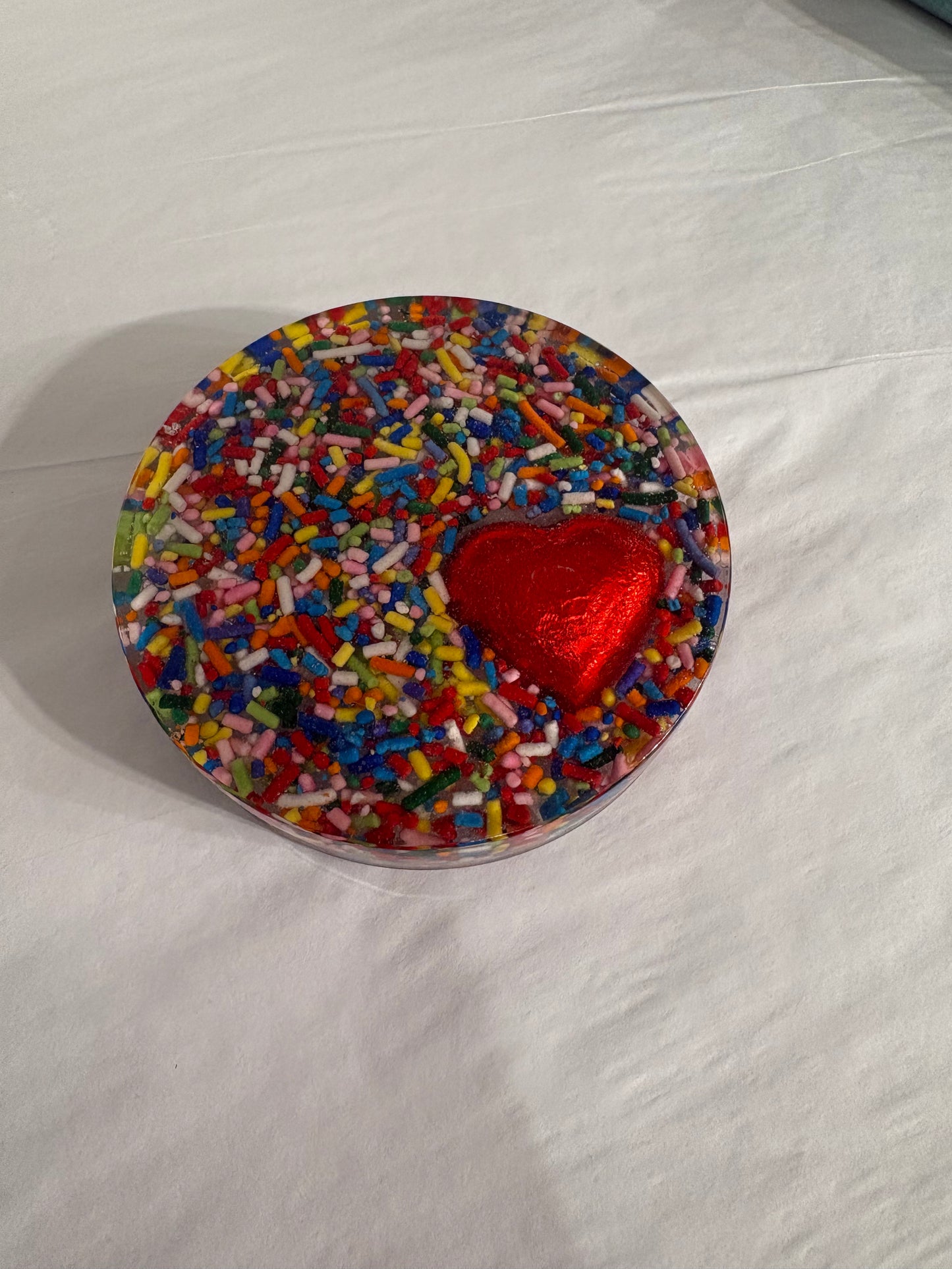 Sprinkle Heart Coaster (Handmade)