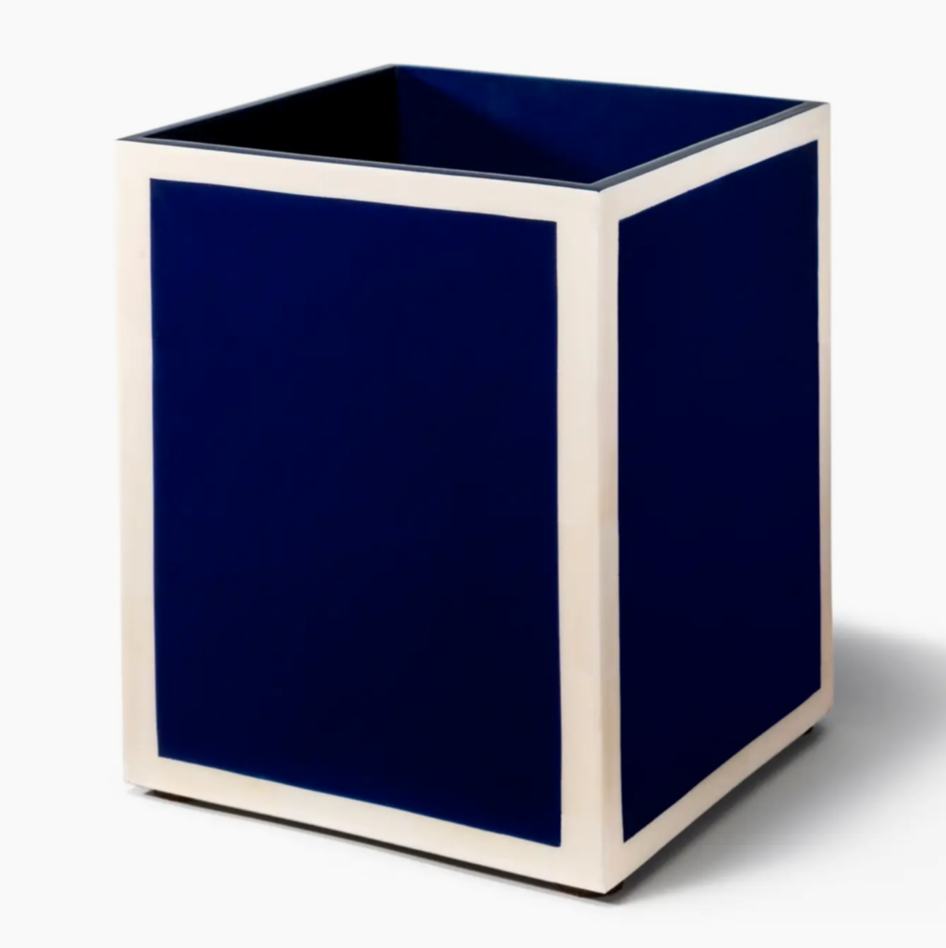 Ink Blue & Bone Wastebasket