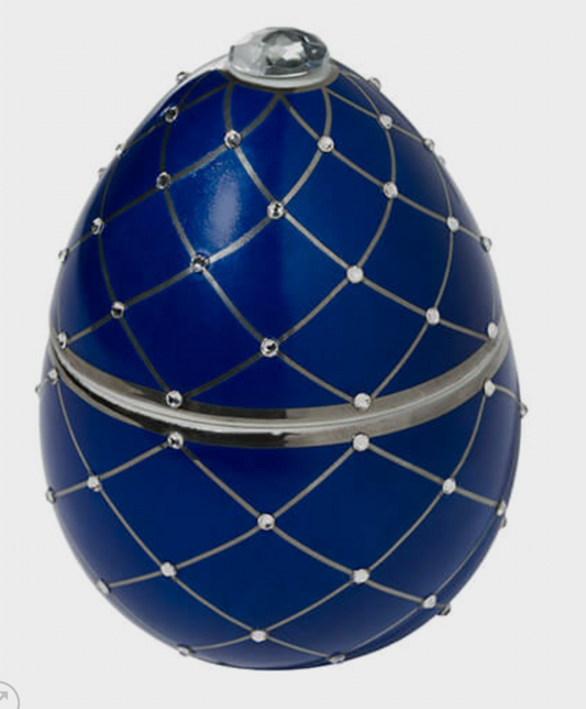 Ladenac Blue Egg with Silver Stripes Candle