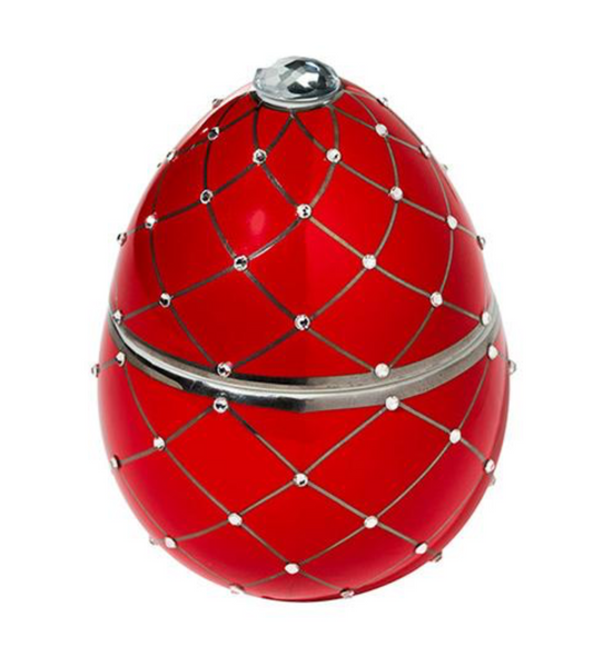 Ladenac Red Egg with Silver Stripes Candle