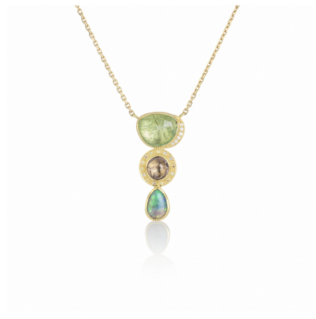 Orbit Drop Emerald Sapphire Opal Necklace by Brooke Gregson