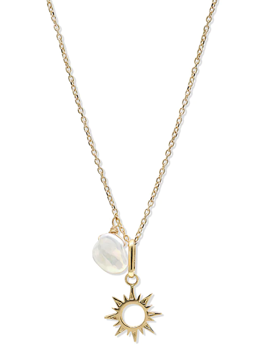 Sun Charm Necklace in 14K