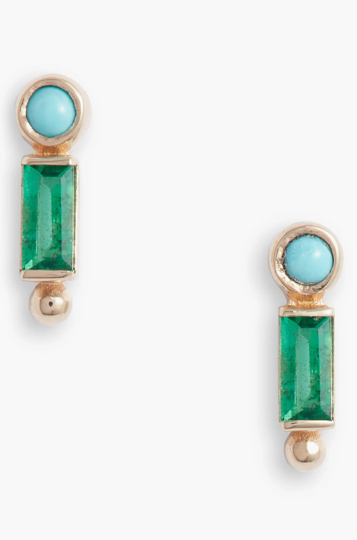 Dew Drop Turqoise/Emerald Earrings-(Each)