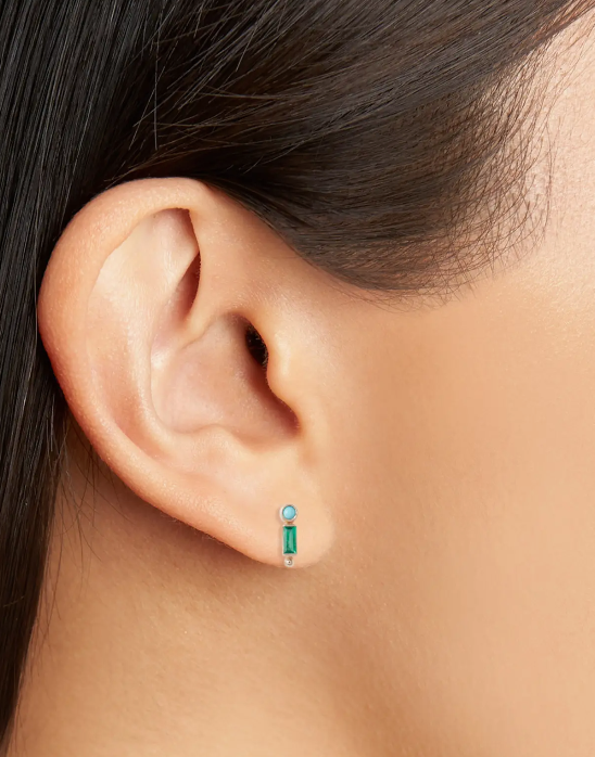 Dew Drop Turqoise/Emerald Earrings-(Each)