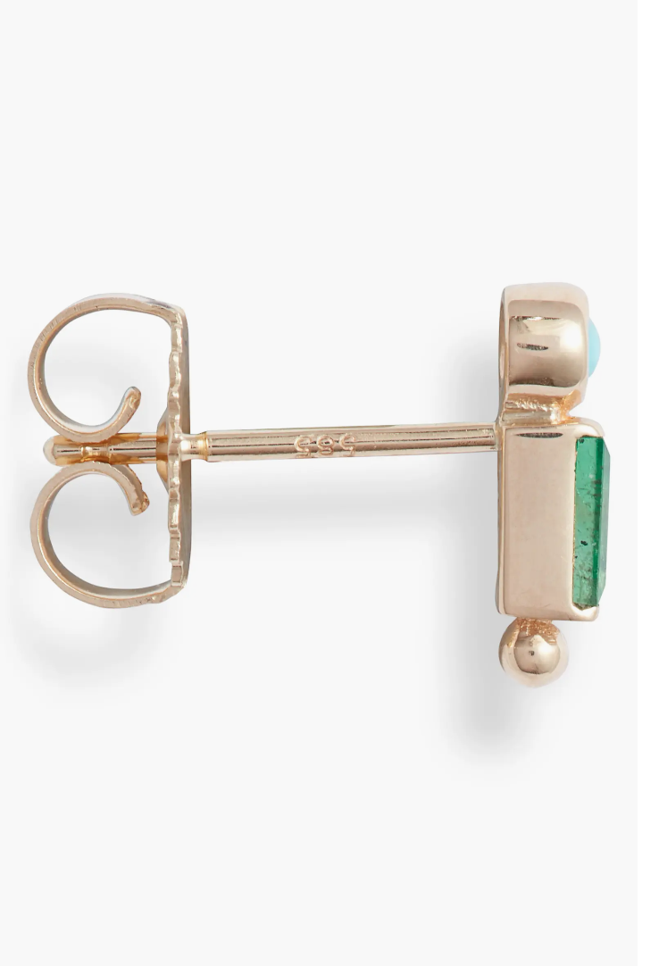 Dew Drop Turqoise/Emerald Earrings-(Each)