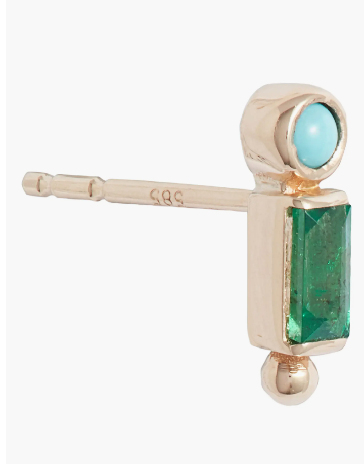 Dew Drop Turqoise/Emerald Earrings-(Each)