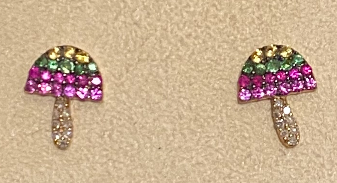 Rainbow Mushroom Earrings-(Each/Single)