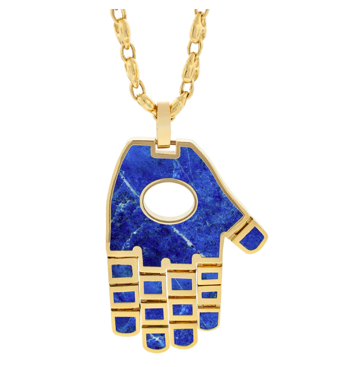 Articulated Hamsa Pendant - Lapis by Louis Morais