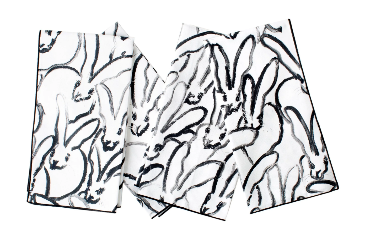 Rabbit Run Cotton Dinner Napkin - White with Black Rabbits