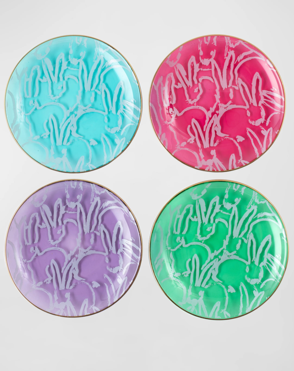 Lucky Charm Golden-Rimmed Glass Plates, Set of 4