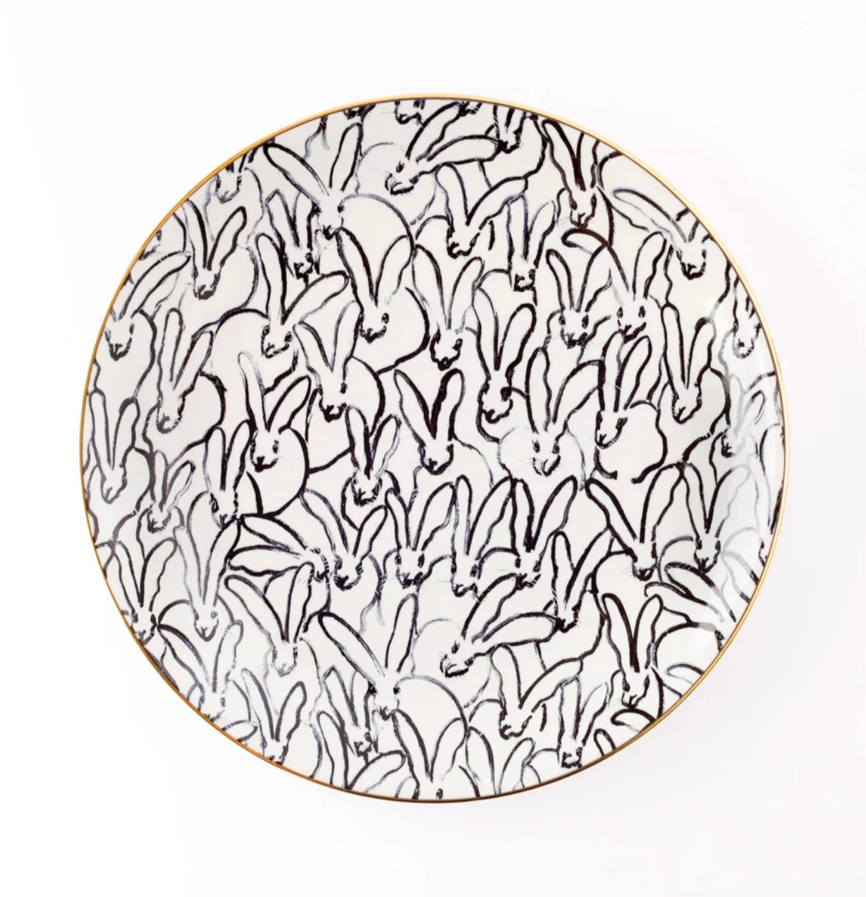 RABBIT RUN ACCENT PLATE by Hunt Slonem