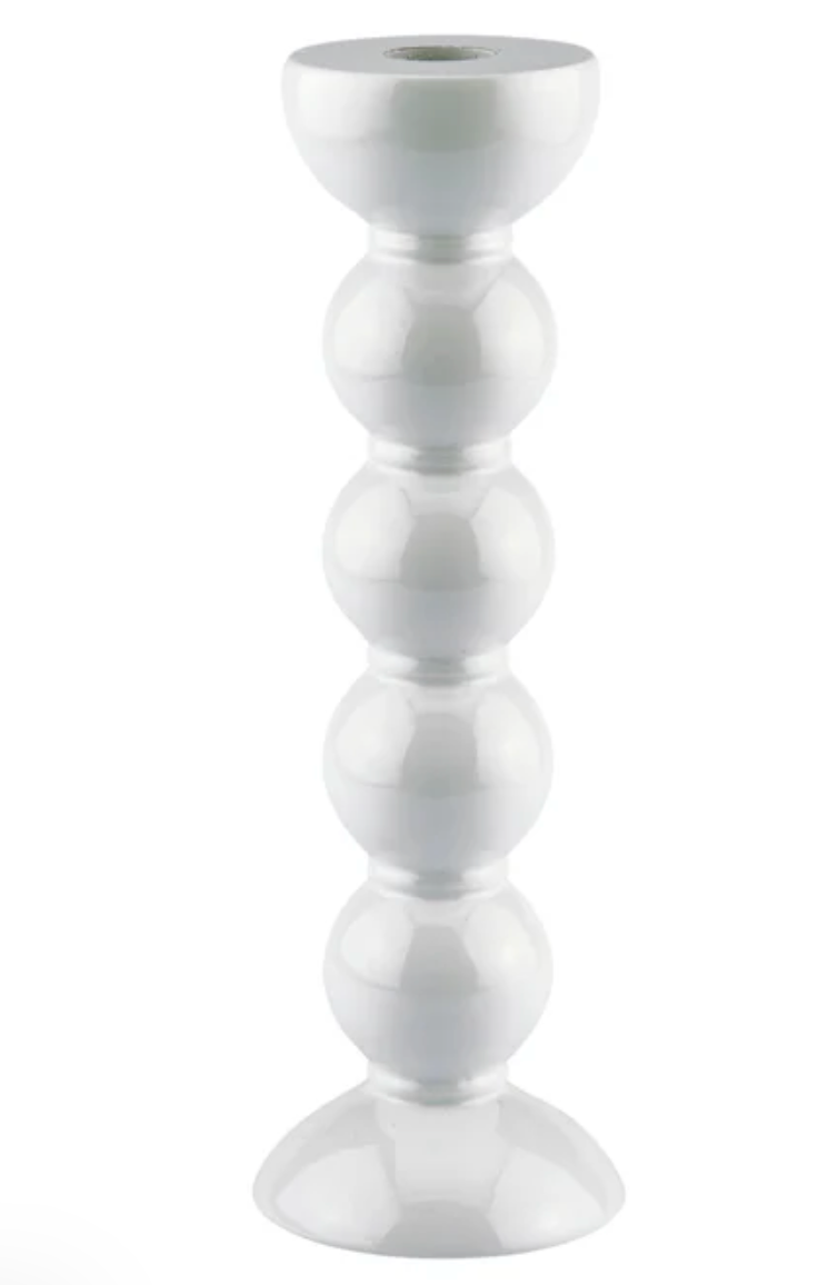 Tall Bobbin Candlestick - 9.5 in  White or Cappuccino