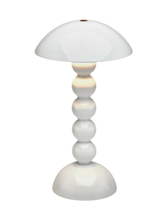 White Lacquer Rechargeable Bobbin LED Lamp