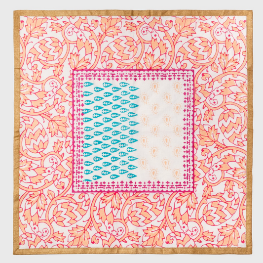 Joyful block print napkin, pink