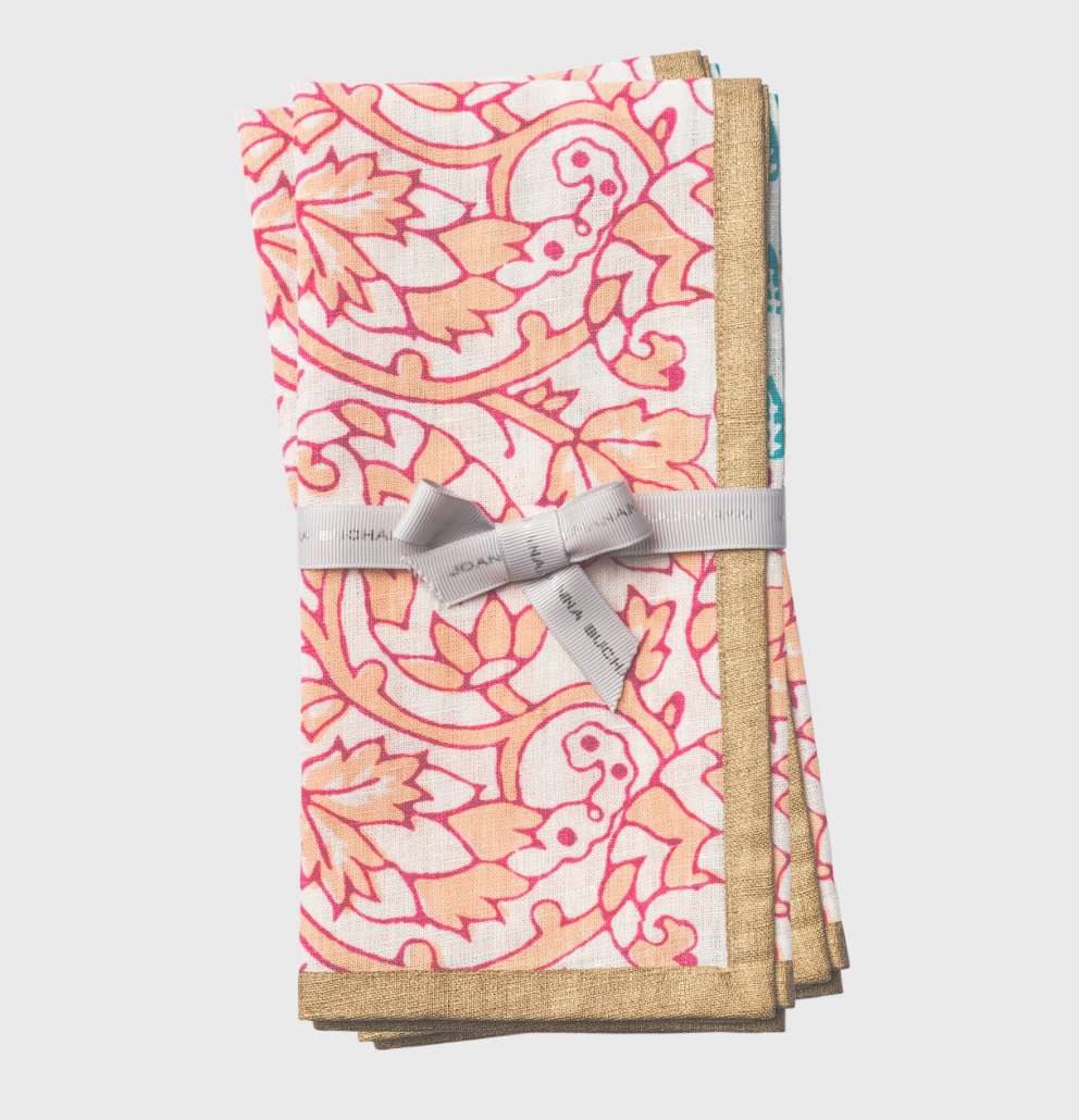 Joyful block print napkin, pink