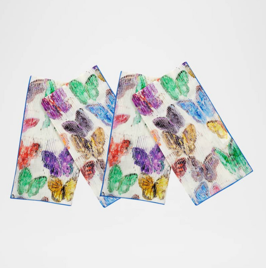 Spring Butterfly Linen Dinner Napkins