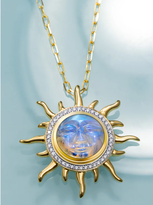 Smiling Sunshine Moonstone and Diamond Pendant