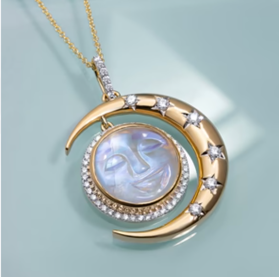 Sweet Dream Moonstone and Diamond Pendant