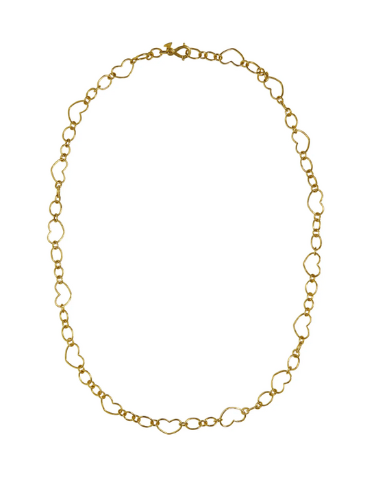 Handmade Heart Link Chain Necklace in 18K