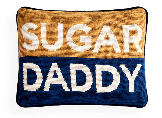 Sugar Daddy Needlepoint Pillow by Jonathan Adler