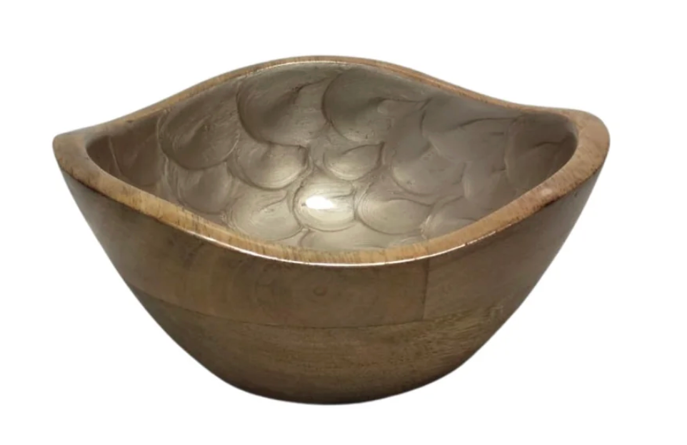 Pearlized Hand-Painted Bowl and Server in Caviar