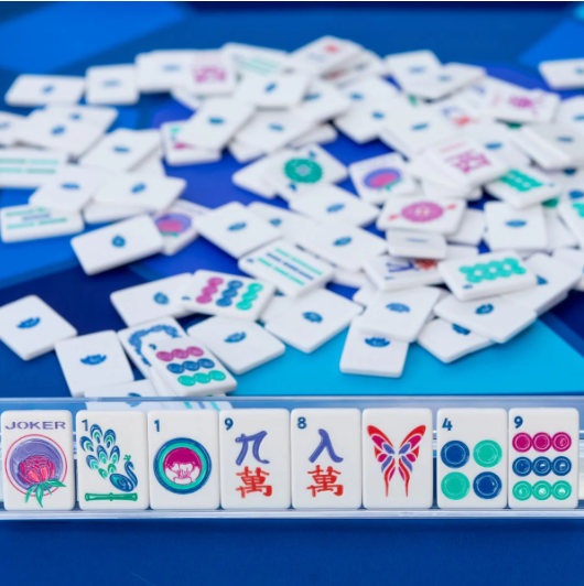 White with Jewel-Tones Travel Mahjong Set