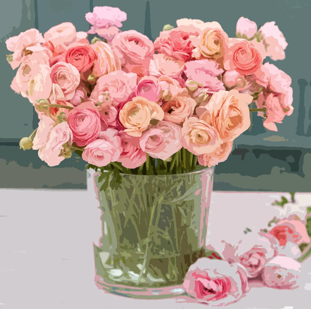 Pink Roses Floral Acrylic Tray - 15 x 15 inches