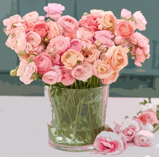 Pink Roses Floral Acrylic Tray - 15 x 15 inches