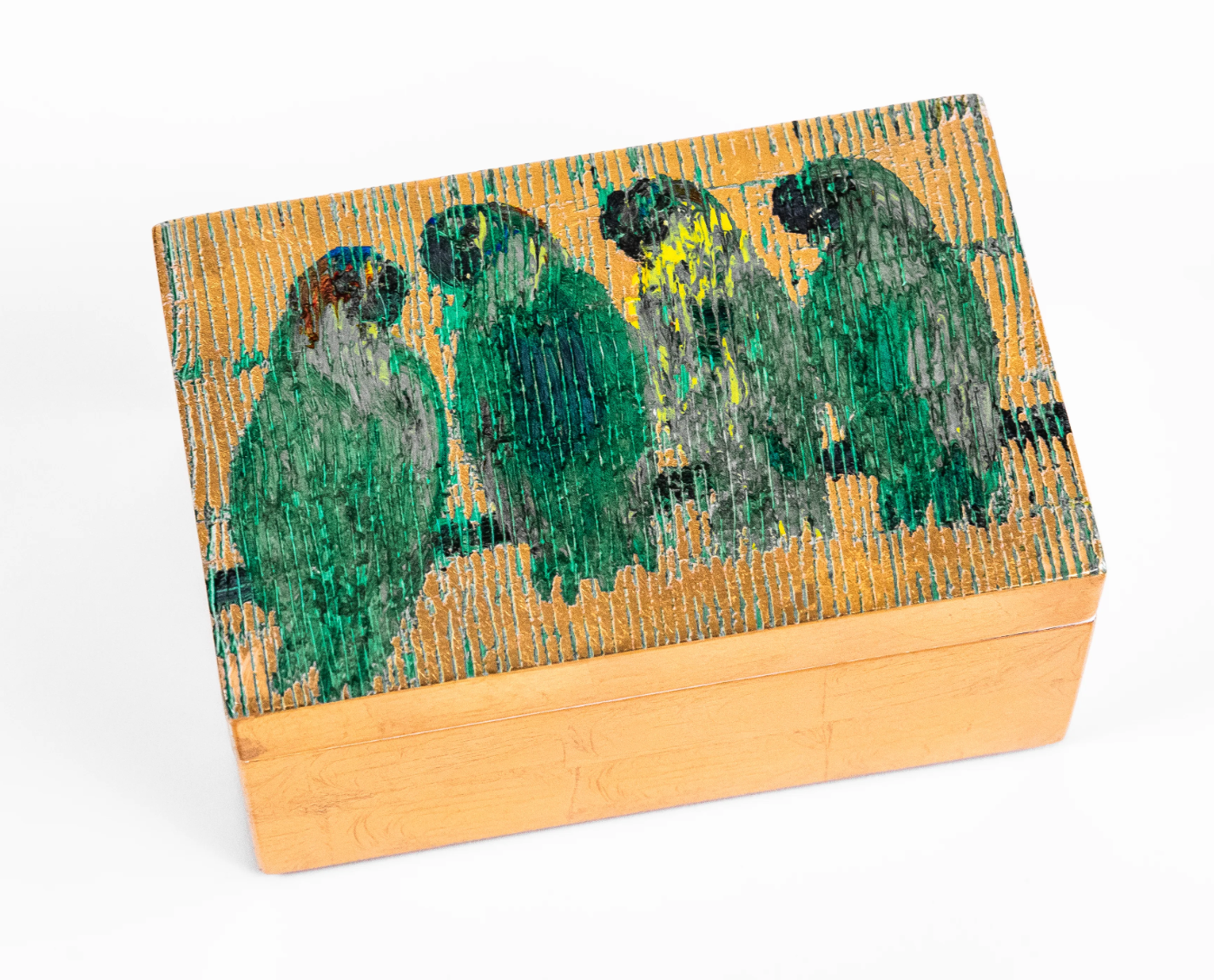 Parrot Quartet Gold Leaf Box