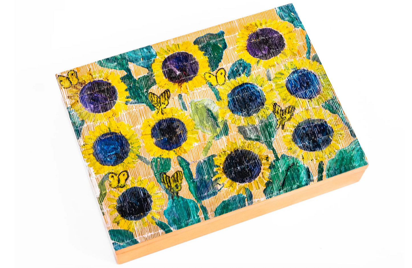 Sunflower Garden Gold Leaf Box