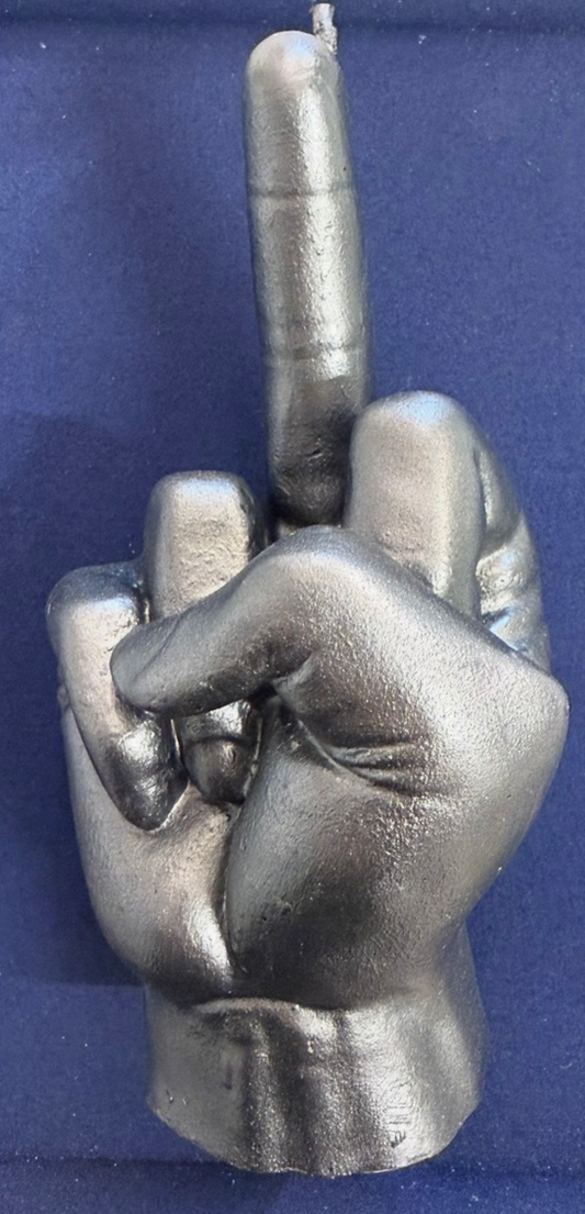 Middle Finger Soy Candle in Silver Color