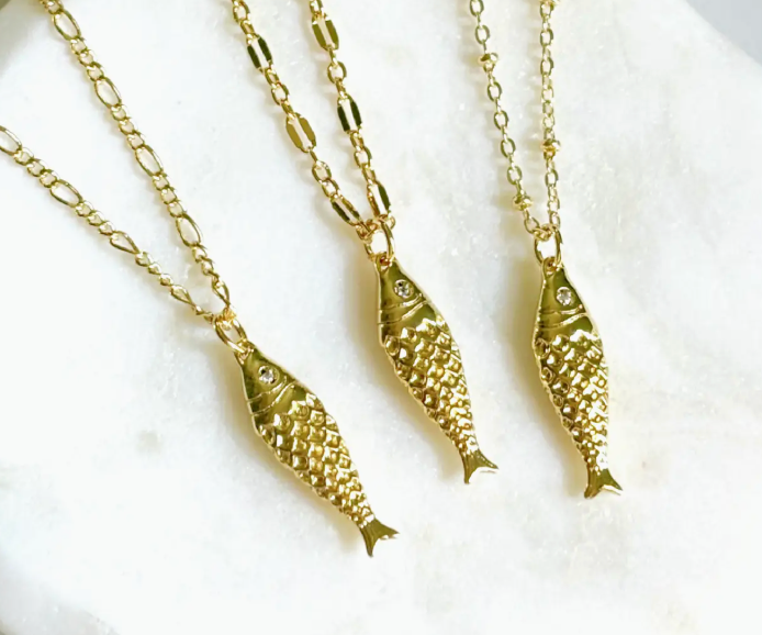 Gold Fish Pendant Necklace (Trending)