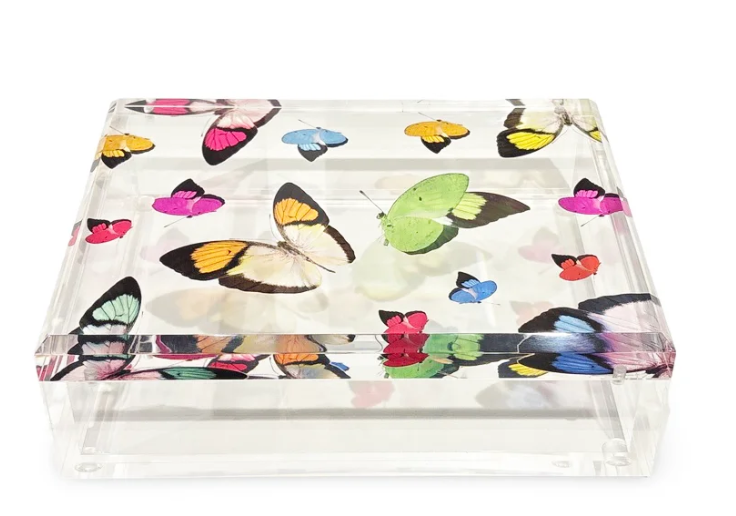 Transparent Butterflies Acrylic Box-  8"x 10" or 10"x 12"