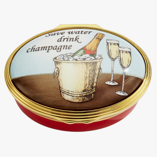"Save Water, Drink Champagne" Enamel Box by Halycon Days