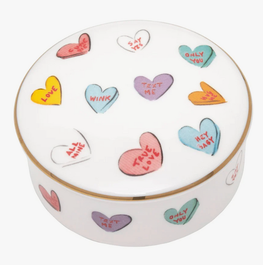 Tug Rice "Only You" - Fine Bone China Round Trinket Box in White by Halcyon Days
