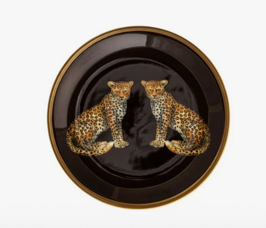 Magnificent Wildlife Twin Leopard - Coaster in Black by Halcyon Days