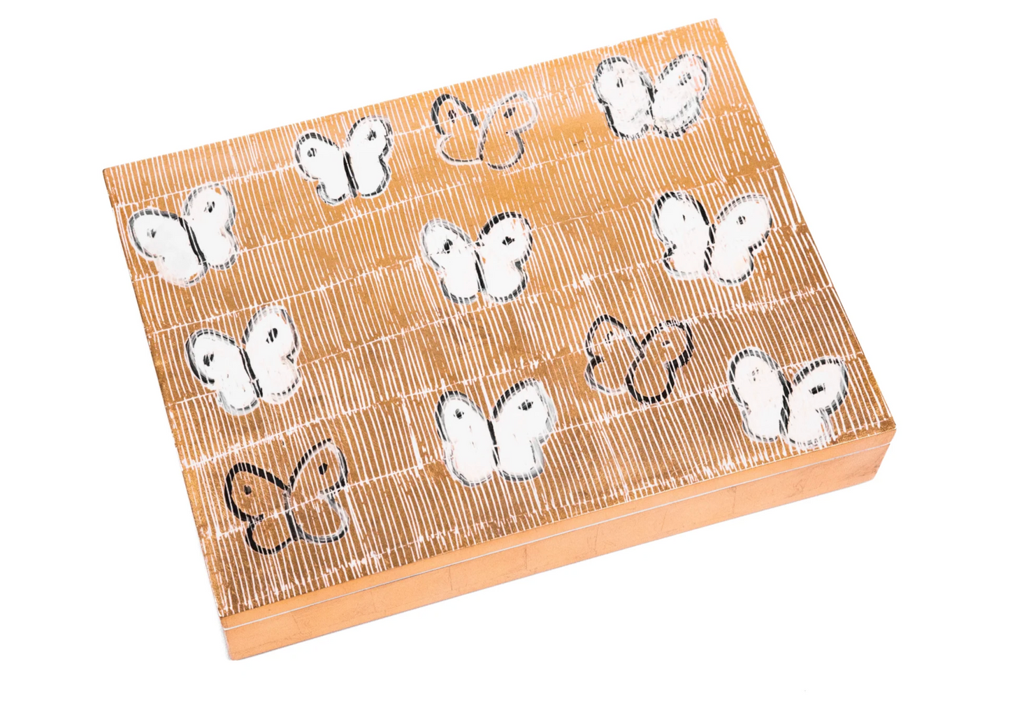 white ascension gold leaf butterfly box