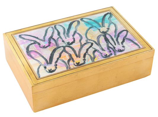 Framed Bunnies Gold Leaf Box