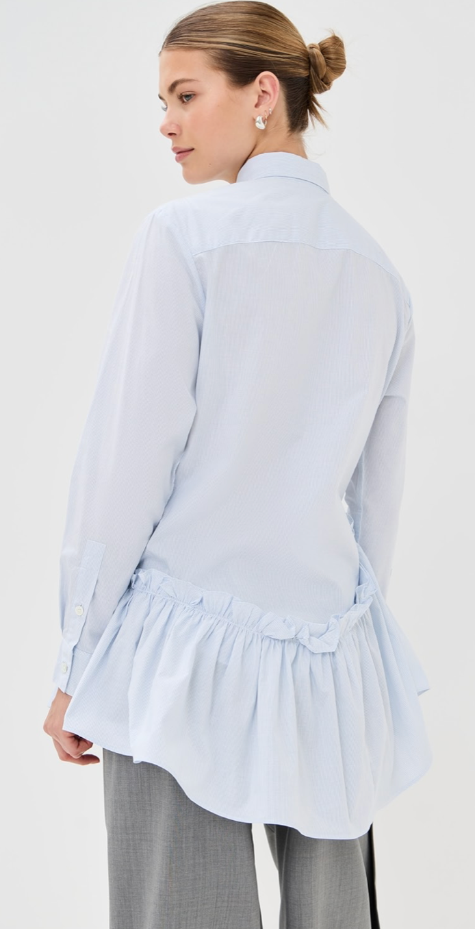 Pleated Skirt Tunic Shirt - Thin Blue By ROKH