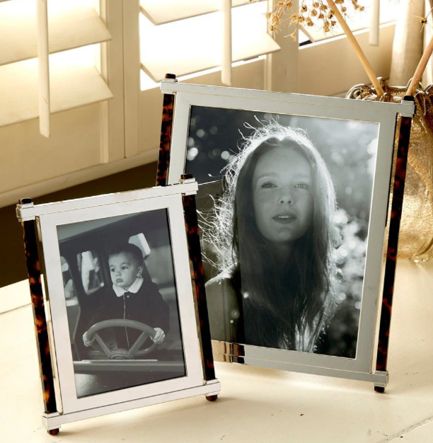 Faux Tortoiseshell & Silver Pillar Photo Frame 5x7 or 8x10