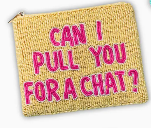 Espresso Martini Club or Can I pull you For a Chat(XL) Luxury Beaded Coin Purse - Trendy Coin Pouch
