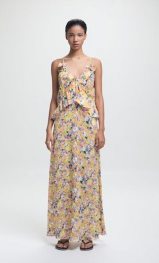 Bel Dress Yellow Dandelion Crepe by Kika Vargas