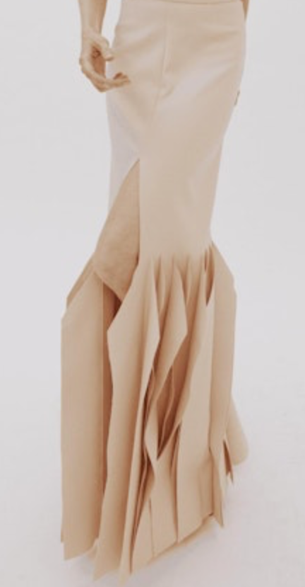 Heavy Crepe Long Length Skirt with Panels