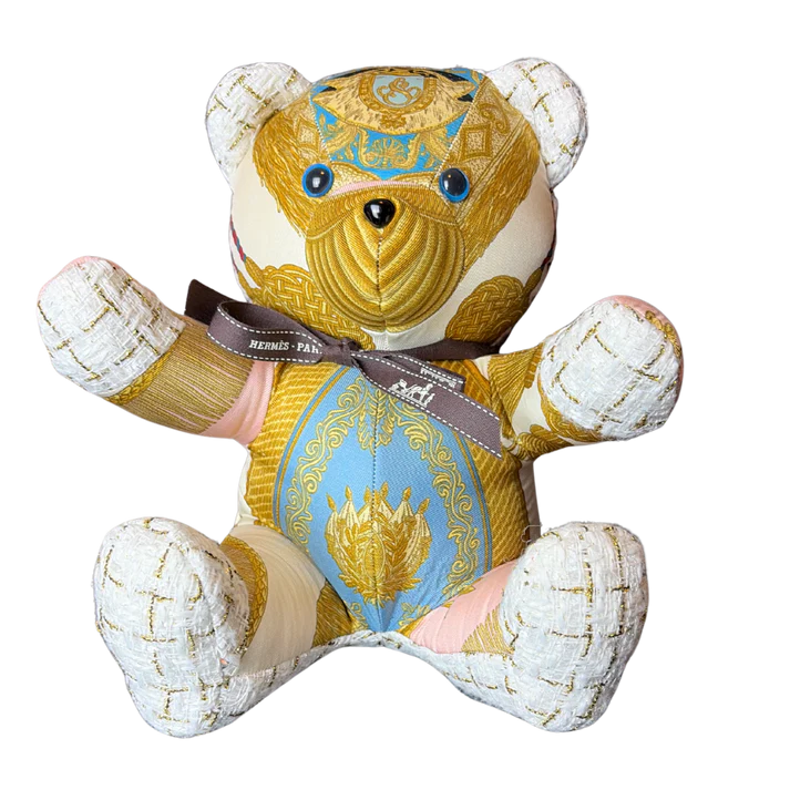 Poste et Cavalerie Vintage Silk Scarf Tender Teddy Bear