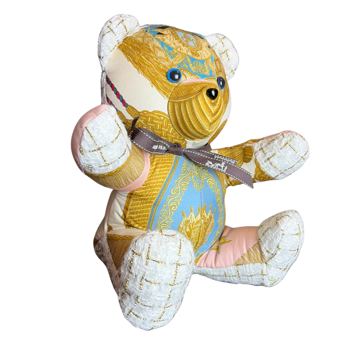 Poste et Cavalerie Vintage Silk Scarf Tender Teddy Bear