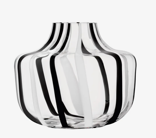 Black and White Striped Vase 7.75”