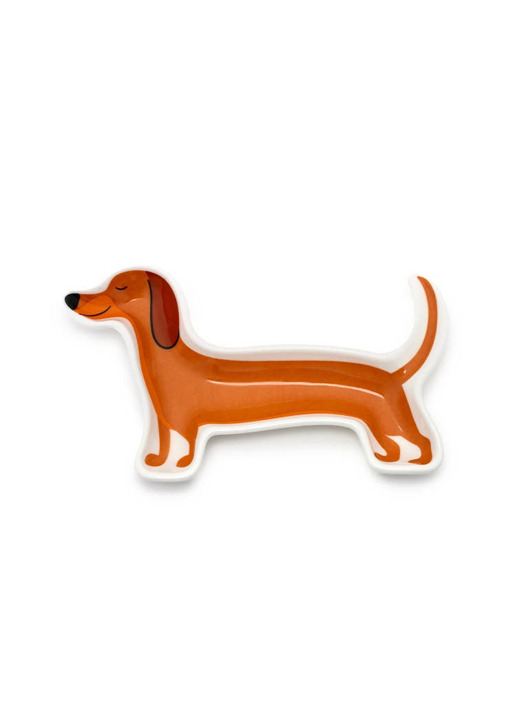 Ceramic Trinket & Jewelry Tray / Dish - Dachshund Puppy Dog