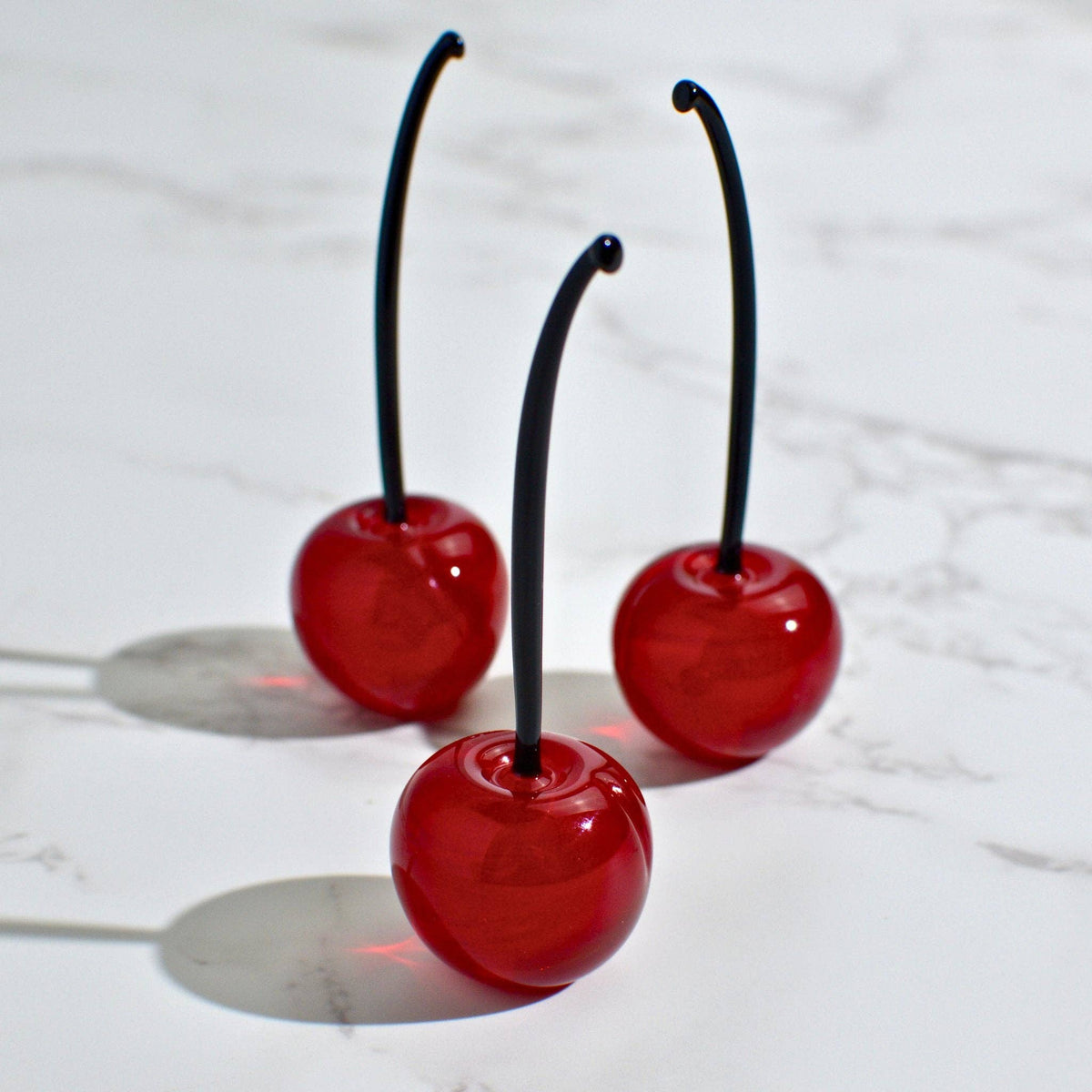 Murano Glass Cherries, Lifelike,  Made in Italy (Each)