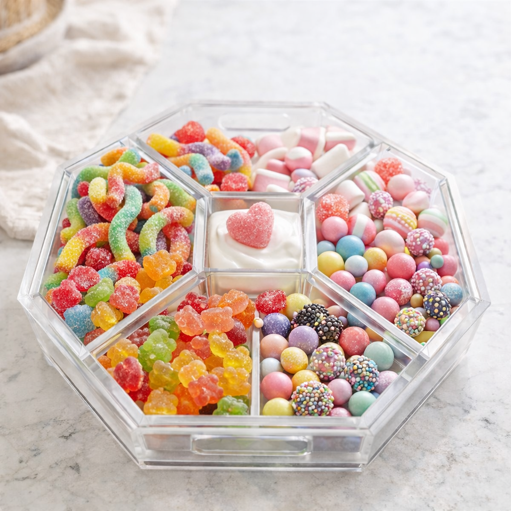 Acrylic Entertainer Tray, Social Serving, Clear/White